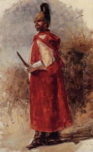 Study Of A Trooper From The Dragoon Guards In Foul Weather Order by William Lundsay Windus