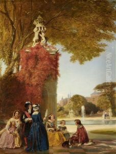 Figures In A Formal Garden by James Digman Wingfield