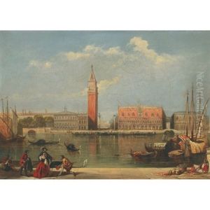Elegant Figures Across From The Campanile And St. Mark's, Venice
