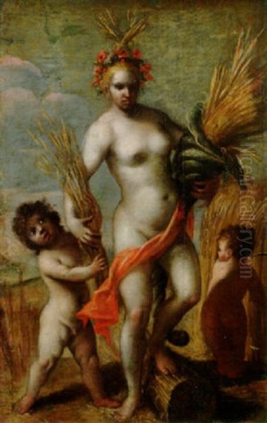 Allegorie Auf Den Sommer. Ceres Mit Zwei Putten - view 1
