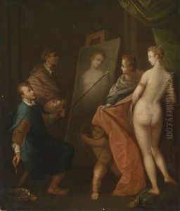 Apelles Die Hetare Kampaspe In Gegenwart Alexanders Des Grosen Malend by Joos van Winghe