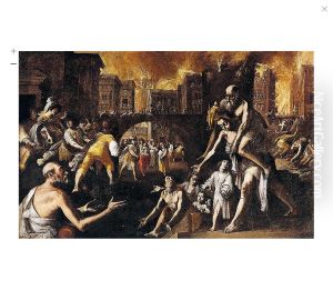 Aeneas Carrying His Father Anchises From The Sack Of Troy by Joos van Winghe