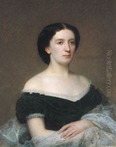 Halbportrait Einer Dame In Schwarzem Samtkleid