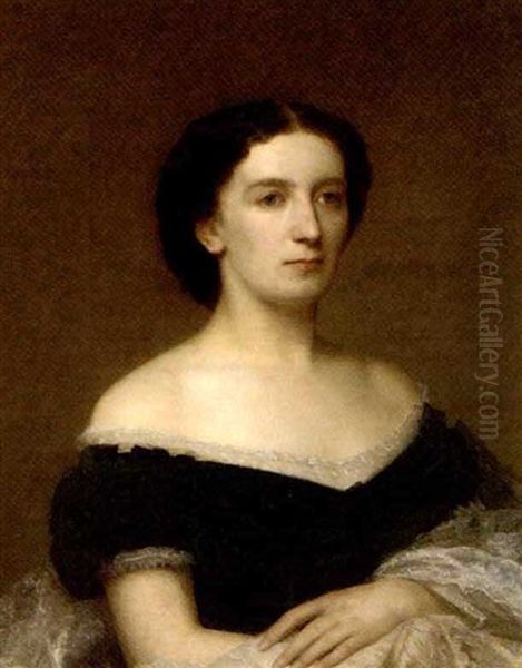 Portrait Of A Young Lady In A Black Dress With Lace Trim - view 1