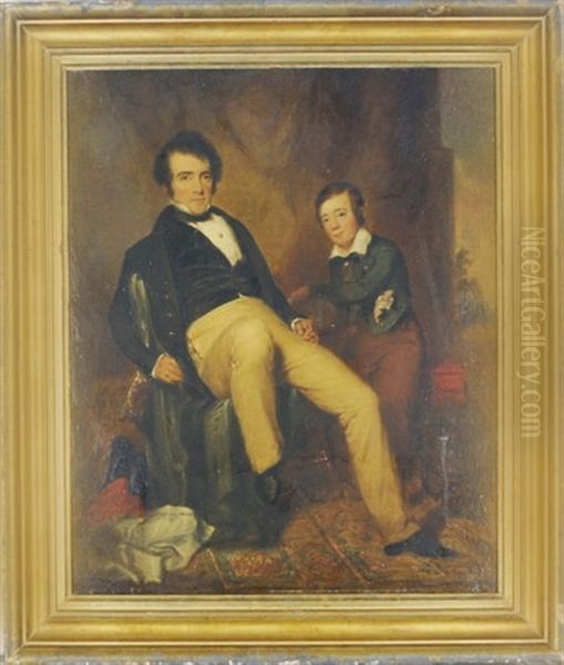 Portrait Of Joseph E. Winner And His Son Septimus Winner In An Interior - view 1