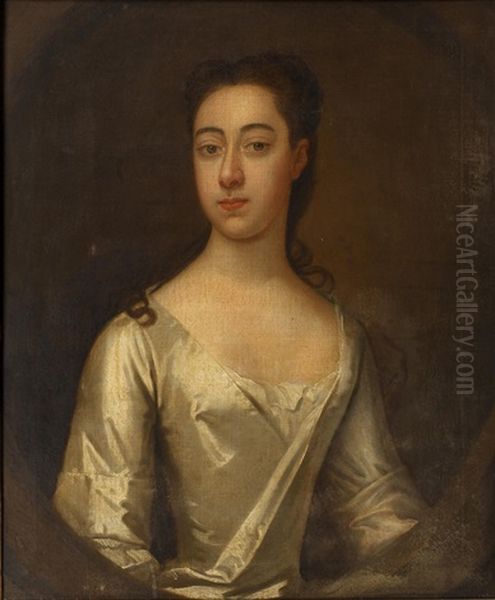 Portrait Of Miss Molly Rawstorne, In A White Satin Dress - view 1