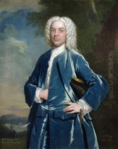 Portrait Of William Clayton, Three-quarter-length, In A Blue Velvet Coat