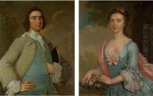 Portrait Of A Gentleman And A Lady (pair) by Hamlet Winstanley
