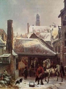 Winter: A Blacksmith At Work In A Yard, With The Buurtkerk, Utrecht, Beyond Winter: A Blacksmith At Work In A Yard, With The Buurtkerk, Utrecht, Beyond
