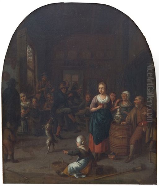 Cheerful Peasants And A Dancing Dog In A Tavern - view 1