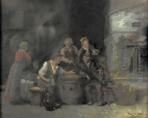 Angeregte Diskussion Vor Der Schenke - view 1
