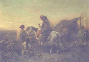 Nomadengruppe Im Abendlicht by Heinrich Winter