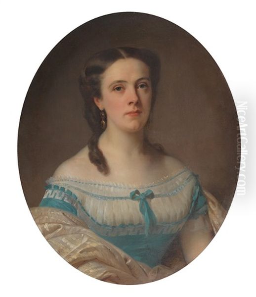 Portrait Of A Lady In A Blue Dress - view 1