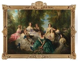 L"imperatrice Eugenie Entouree De Ses Dames D"honneur by Franz Xavier Winterhalter