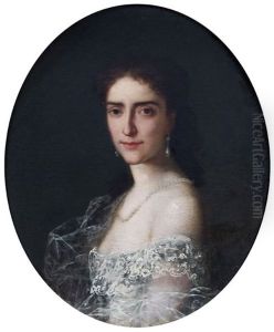 Portrait De Jeune Fille En Robe De Bal by Hermann Winterhalter