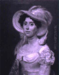 Portrat Einer Elegant Gekleideten Dame Mit Federhut by Joseph Ii Winterhalter