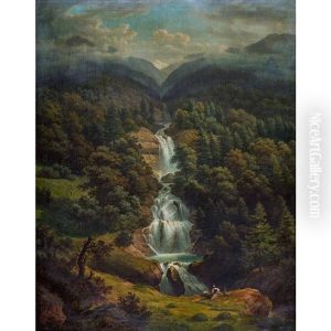 Die Giessbachfalle Bei Brienz by Anton Winterlin