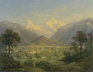 Blick Auf Unterseen Und Das Jungfraumassiv by Anton Winterlin