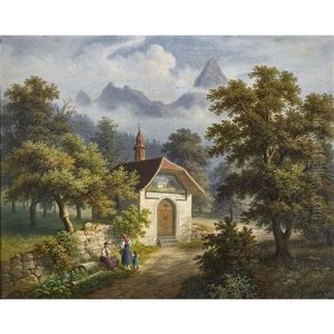 Bauerinnen Vor Einer Kapelle Bauerinnen Vor Einer Kapelle