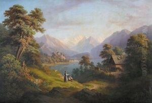 Blick Auf Den Brienzersee Mit Staffage by Anton Winterlin