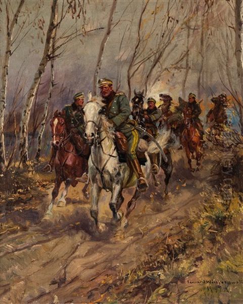 Uhlans Galloping Through Forest - view 1