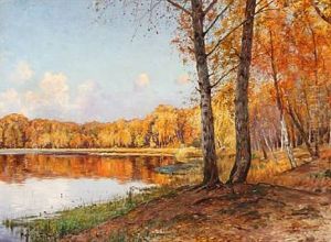 Autumn Day At A Forest Lake