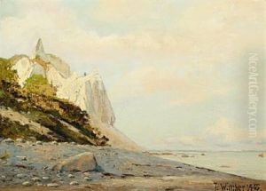 Sommerspiret On The Cliffs Of Moen by Frederik Julius August Winther