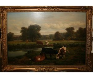 Cattle Resting In A Verdant Landscape by Guillaume (Wilhelm) Wintz