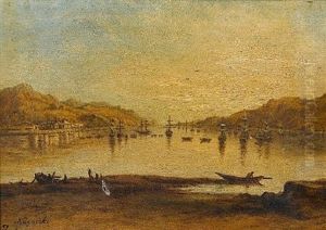 Nagasaki Harbour At Sunset, Japan by Charles Wirgman Sr.