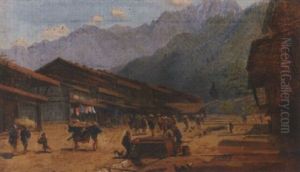View On The Tokaido Near Yokohama, Japan by Charles Wirgman Sr.