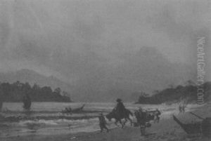 Island Beach Scene by Charles Wirgman Sr.