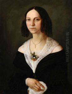 Portrait Of A Woman In Curls And Lace Collar