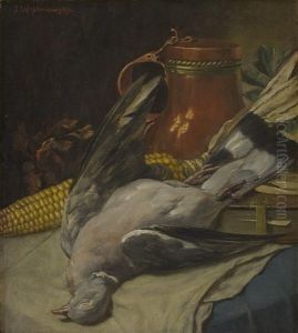 Nature Morte Mit Taube, Krug Und Maiskolben by Josef Wischniowsky