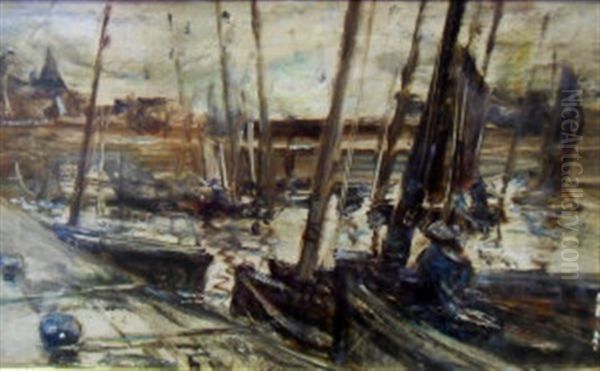 Moored Vessels In A Busy Harbor - view 1