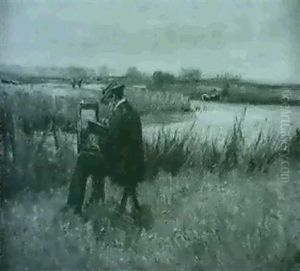 Sketching By A River Bank by Peter Wishart