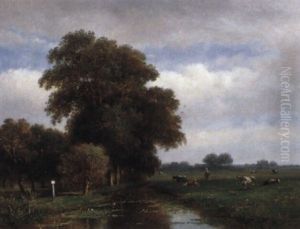 Kuhe Auf Der Weide by Johannes Pieter Van Wisselingh