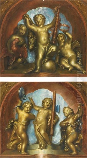 Trompe L'oeil Aux Putti Figurant Des Allegories - view 1
