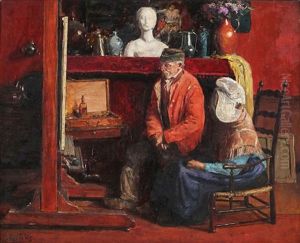 Visite A L'atelier by Prosper Joseph Pierre de Wit