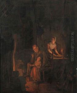Famille Pres De La Cheminee by Petrus Josephus (Pierre Joseph) Witdoeck