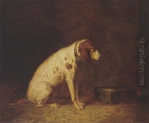 A Hound In A Kennel by Petrus Josephus (Pierre Joseph) Witdoeck