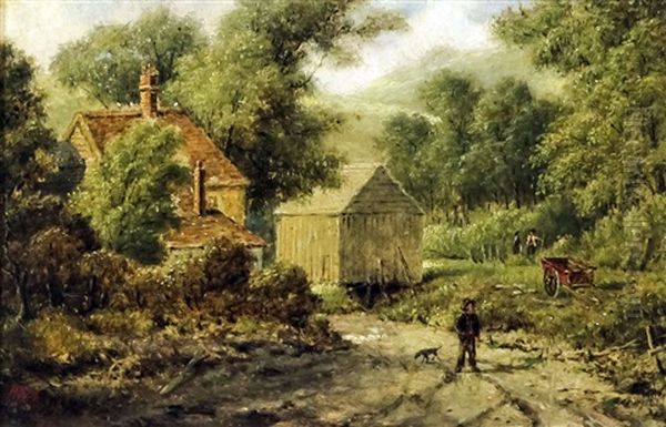 View Of Dover Castle From Farthingloe Farm (+ Country Scene With A Cottage And Granary Building; Pair) - view 1