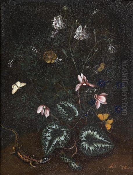 Forest Floor Still Life With Butterflies And Lizard - view 1