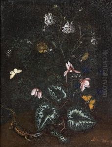 Forest Floor Still Life With Butterflies And Lizard by Alida Withoos
