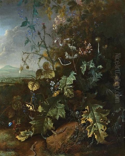 Waldstillleben Mit Schmetterlingen Und Echsen - view 1