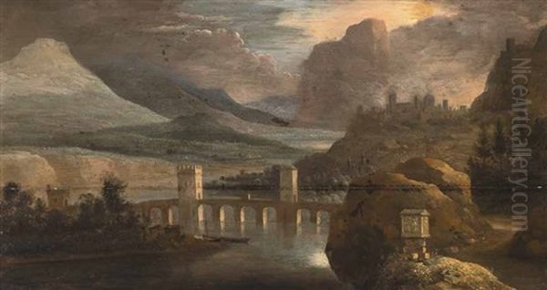 Flusslandschaft Mit Brucke - view 1