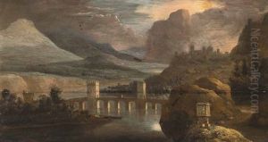 Flusslandschaft Mit Brucke by Matthias Withoos