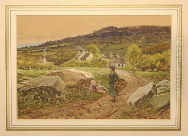 Young Girl And Child On A Country Lane - view 1