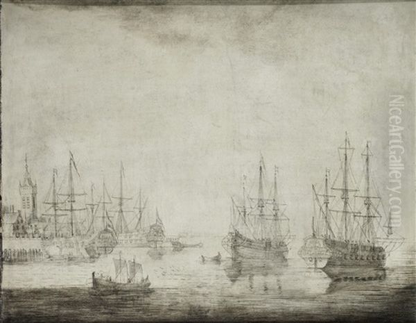 Shipping At Anchor In A Calm - view 1