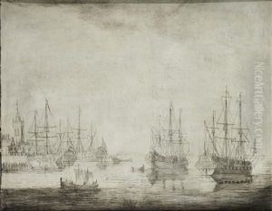 Shipping At Anchor In A Calm by Heerman Witmont