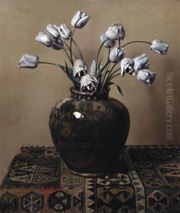 A Still Life With Tulips In A Jar